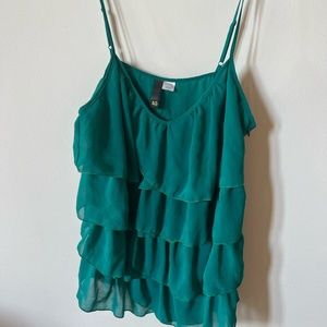 Teal Ruffle Tank TOP NWOT